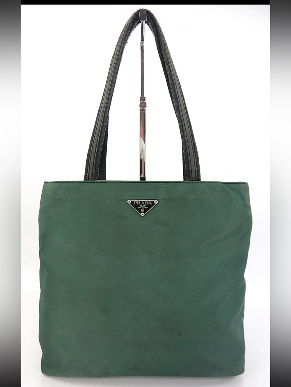 Prada Dark Green Nylon Shoulder Tote